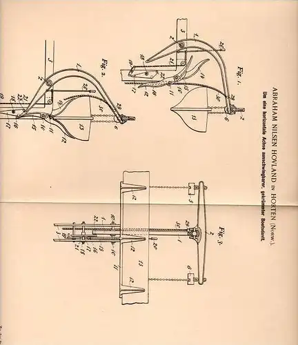 Original Patentschrift - A. Hovland in Horten , Norwegen , 1902 , Bootsdavit , Boot , Hafen , Werft , Schiff !!!