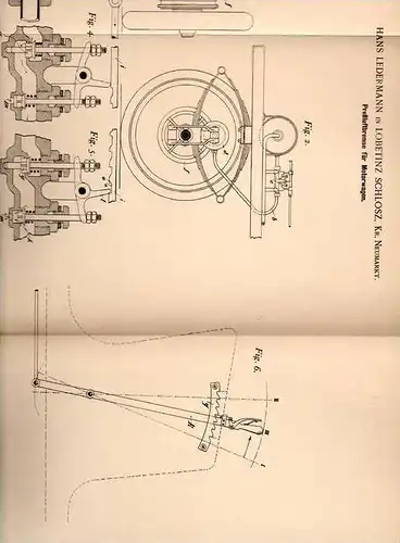 Original Patentschrift - H. Ledermann in Lobetinz Schloß , Kr. Neumarkt , 1902 , Druckluftbremse für Automobile !!!