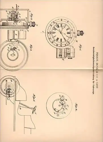 Original Patentschrift - Perrot , Duval & Co. in Genf , 1902 , Tacho , Tachometer für Automobile !!!