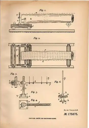 Original Patentschrift - H. Bardet in Knesebeck / Wittingen b. Gifhorn , 1905 , Visier für Sägegatter , Sägewerk !!!