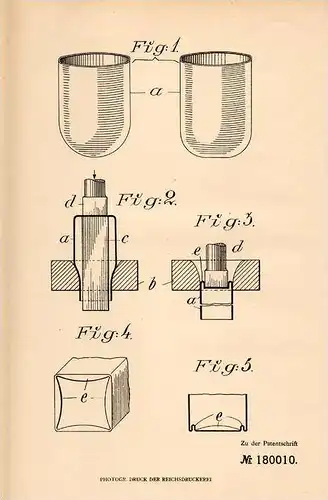 Original Patentschrift - Svenska Stalpressing AG in Olofström , Schweden , 1905 , Herstellung von nahtlosen Blechhülsen