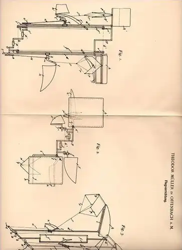 Original Patentschrift - Flugapparat , Flugzeug , 1902 , Th. Müller in Offenbach a. Main !!!