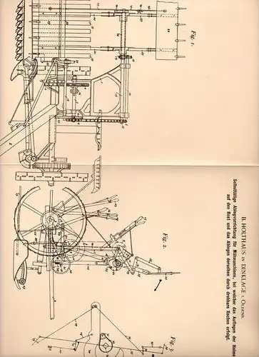 Original Patentschrift - B. Holthausen in Dinklage i. Oldenburg , 1902 , Mähmaschinen - Vorrichtung , Landwirtschaft !!!