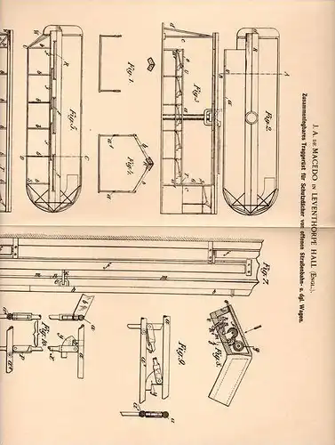Original Patentschrift - J.A. de Macedo in Leventhorpe Hall , 1902 , Gerüst für Straßenbahn , Motorwagen !!!
