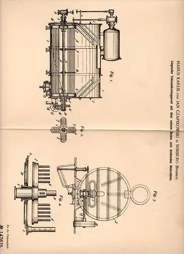 Original Patentschrift - H. Karlik in Nimburg , Böhmen , 1902 , Liegender Kochapparat , Nymburk !!!