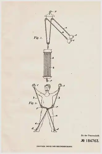 Original Patentschrift - Expander , Turngerät , 1906 , Hugo Jung in Duisburg , Kraftsport !!!