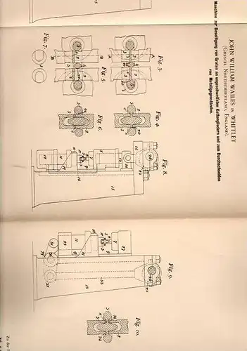 Original Patentschrift - J. Wailes in Whitley , Northumberland , England , 1900 , Maschine für Kettenglieder , Kette !!!