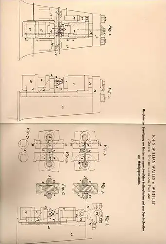 Original Patentschrift - J. Wailes in Whitley , Northumberland , England , 1900 , Maschine für Kettenglieder , Kette !!!