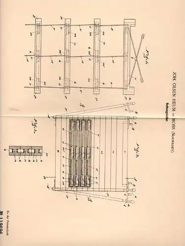 Original Patentschrift - J. Heum in Moss , Norwegen , 1899 , Rettungsleiter , Feuerwehr !!