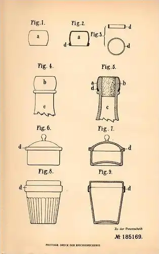 Original Patentschrift - A. Valette in Thury-Harcourt , 1904 , Verschluß für Gefäße und Flaschen !!!