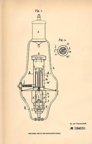 Original Patentschrift - M. Galvao in Maceio , Brasilien , 1904 , Spiritus - Glühlichtlampe mit Vergaser !!!