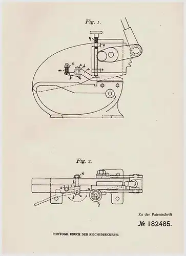 Original Patentschrift - Maschinenfabrik in Weingarten i. Württemberg , 1906 , Niederhalter für Flacheisenscheren !!!