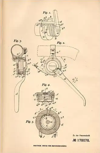 Original Patentschrift - Ch. Arbey in Besancone , Doubs., 1905 , Schraubenbandkupplung für Bremsen !!!