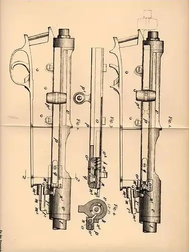 Original Patentschrift - Karl Graf von Pocci in München , 1905 , Lauffeststeller für Pistole , Rückstoßlader , Gewehr !!