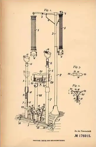 Original Patentschrift - N. Stein , genannt Nordini in Stanislau ,1905, Turngerät für Muskulatur - Stärkung , Kraftsport