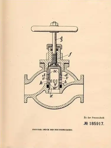 Original Patentschrift - H. Brauner in Jägerndorf i. Schlesien , 1905 , Ventil mit Rohrschieber , Krnov !!!