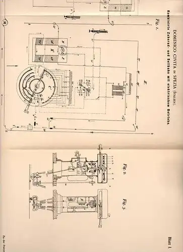 Original Patentschrift - Domenico Civita in La Spezia , Ital., 1898 , Seilbahn , Schwebebahn , Bergbahn !!!