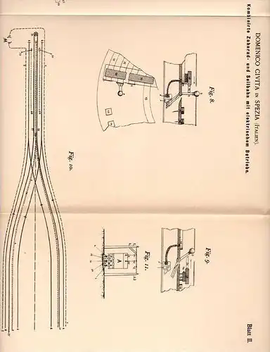 Original Patentschrift - Domenico Civita in La Spezia , Ital., 1898 , Seilbahn , Schwebebahn , Bergbahn !!!