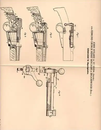 Original Patentschrift - E. Bingham in Broomwood und St. Kilda , 1901 , Cylinderschloßß für Gewehre , Gewehr , Waffe !!!