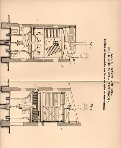 Original Patentschrift - J. Weilhammer in Pfaffenhofen , 1899 , Darren von Hopfen mit Hordengestell !!!