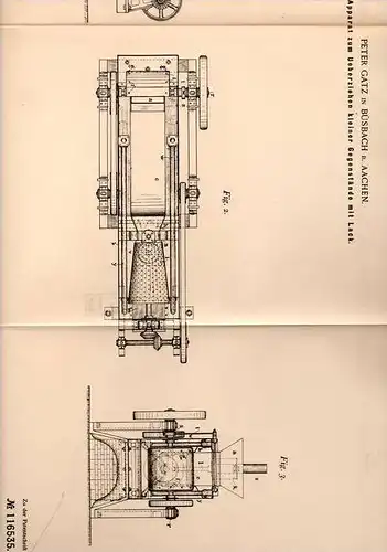 Original Patentschrift - Peter Gatz in Büsbach b. Aachen , 1900 , Lackiermaschine , Lackierung !!!