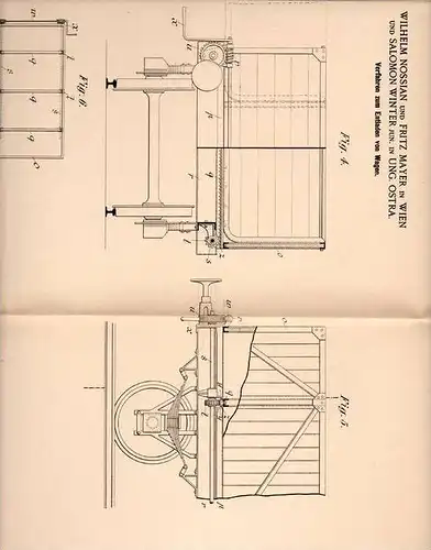 Original Patentschrift - W. Nossian in Wien und Ung. Ostra , 1899 , Entladung von Wagen , Müll , Kohle , Steine !!!