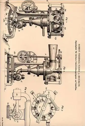 Original Patentschrift - R. Foster in Brooklyn , 1901 , Signalgeber für Schiffe , Schiff !!!