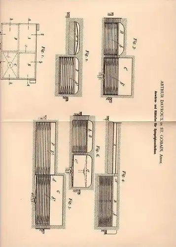 Original Patentschrift - Arthur Davroux in St. Gobain , Aisne , 1901 , Ofen für Spiegel , Spiegelglas !!!