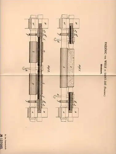 Original Patentschrift - Frédéric ter Weele in Saint Dié , 1902 , Streckwerck , Spinnerei , Kämmerei !!!