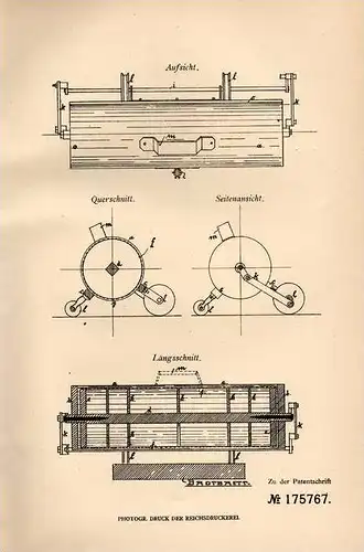 Original Patentschrift - J. Kodur und J. Klopocki in Koschmin , 1905 , Siebtrommel für Backbrett , Bäckerei !!!