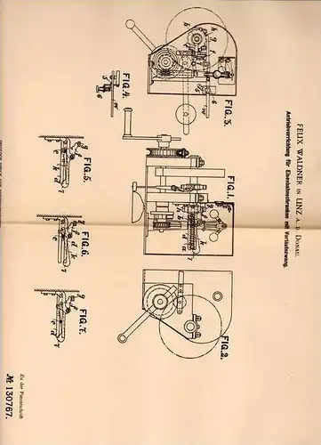 Original Patentschrift - F. Wagner in Linz a.d. Donau , 1901 , Schranke für Eisenbahn mit Vorläutezwang !!!