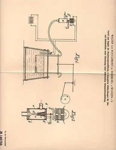 Original Patentschrift - Walter von Rougemont in Hohburg b. Wurzen i.S. ,1903,Ventil für Gär- und Hefebottich , Brauerei