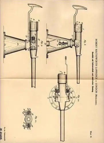 Original Patentschrift - R. Lawrence in London , 1889 , Geschütz , Kanone mit elektrischer Zündung !!!