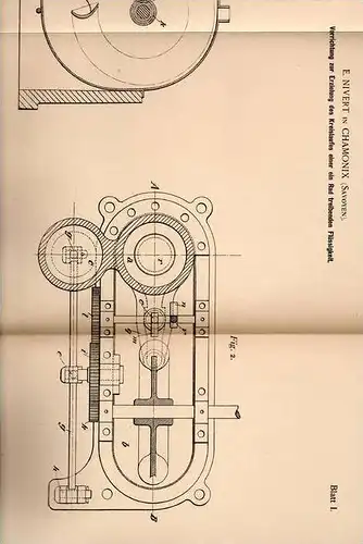 Original Patentschrift - E. Nivert in Chamonix , Savoyen , 1899 , Kreislauf für Radantrieb mit Flüssigkeit !!!