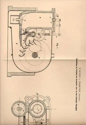 Original Patentschrift - E. Nivert in Chamonix , Savoyen , 1899 , Kreislauf für Radantrieb mit Flüssigkeit !!!