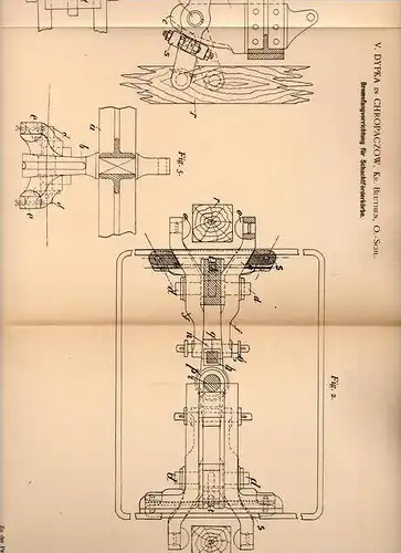 Original Patentschrift - V. Dypka in Chropaczow , Kr. Beuthen , 1898 , Bremse für Schactföderkörbe !!!