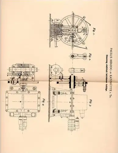 Original Patentschrift - P. Herzog in Katzhütte i. Th., 1899 , Steuerung für elektrische Aufzüge , Fahrstuhl , Lift !!!