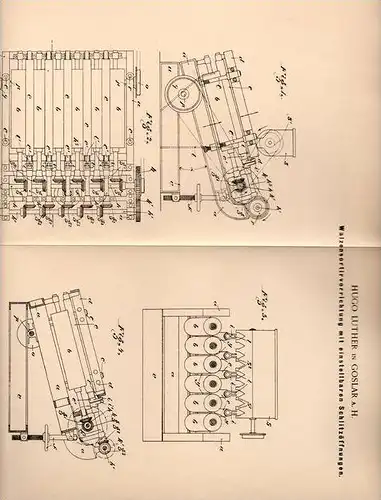 Original Patentschrift - H. Luther in Goslar a.H., 1900 , Walzen - Sortierapparat  !!!