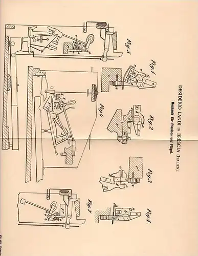 Original Patentschrift - D. Landi in Brescia , 1900 , Mechanik für Piano und Flügel , Klavier , Pianoforte !!!