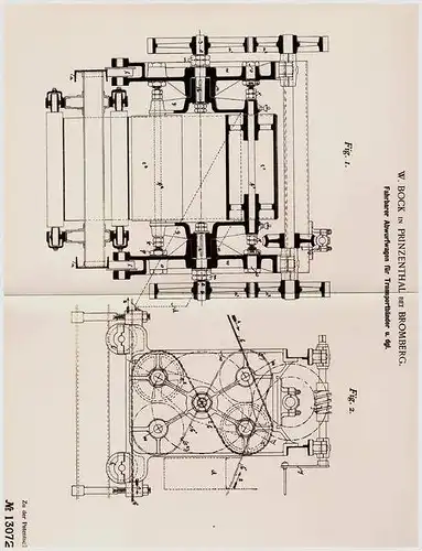 Original Patentschrift - W. Bock in Prinzenthal b. Bromberg , 1901 , Abwurfwagen für Transportbänder , Erz , Kohle !!!