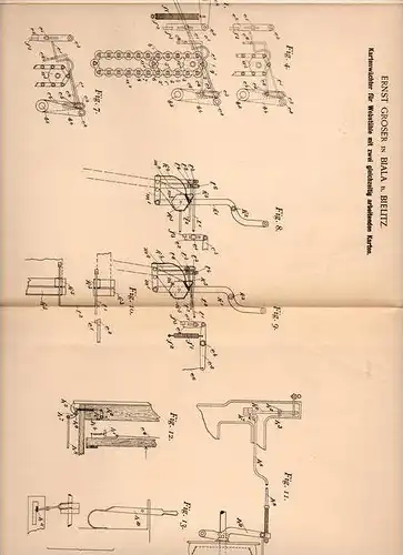 Original Patentschrift - E. Groser in Biala b. Bielitz , 1902 , Kartenwächter für Webstuhl , Weberei !!!