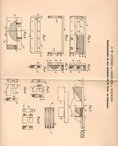 Original Patentschrift - C. Stöcker in Gräfrath b. Solingen , 1900 , Doppelmesserkasten !!!