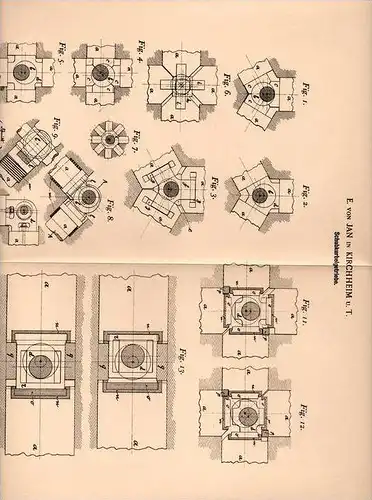 Original Patentschrift - E. von Jan in Kirchheim u. Teck , 1901 , Schubkurbelgetriebe , Getriebe !!!
