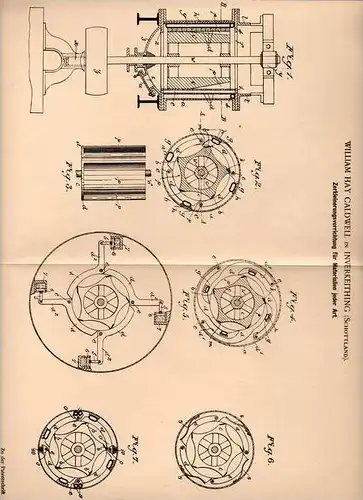 Original Patentschrift - W. Caldwell in Inverkeithing , Schottland , 1901 , Zerkleinerungsmaschine !!!