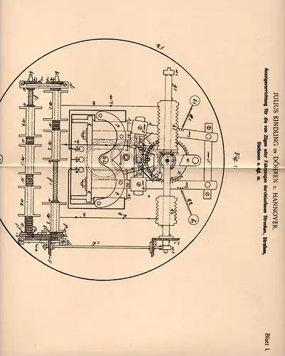 Original Patentschrift - J. Kindling in Döhren b. Hannover , 1901 , Anzeige der Stationen für Züge und Fahrzeuge !!!