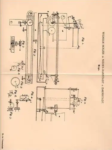 Original Patentschrift - W. Holzer in Nieder-Ramstadt b. Darmstadt , 1901 , Wage für Eisenbahn , Seilbahn und Waggon !!!