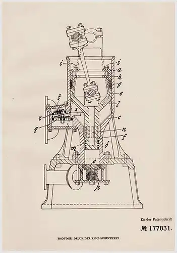 Original Patentschrift - David Mills in East - Rand , Transvaal., 1905 , Zylinder für Kondensatorluftpumpen !!!