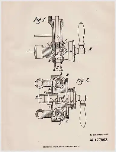 Original Patentschrift - Karl Krix in Eichmühle b. Prag , 1905 , Füllstück für Flaschenfüll- und Verkorkmaschine , Kork