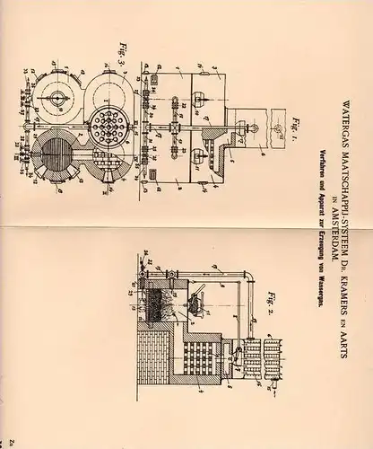 Original Patentschrift - Dr. Kramers en Aarts in Amsterdam , 1901 , Erzeugung von Wassergas !!!