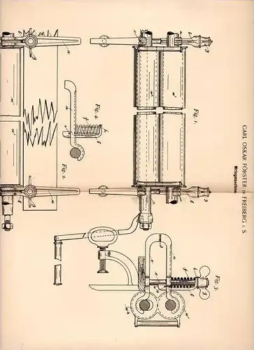 Original Patentschrift - Carl Förster in Freiberg i.S., 1897 , Wringmaschine !!!